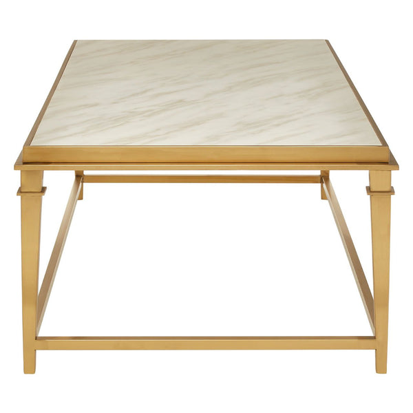 Classic white marble and brushed gold metal console table - luxurious. 