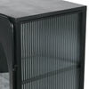 Industrial Metal and Ribbed Glass Cabinet 111 cm