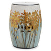Ceramic stools are an interesting way to add extra seating indoors or out, great in a conservatory or on a patio to add colour to your area. This particular one has a vibrant colouring with stunning gold floral decoration.