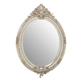 Classic ornate oval mirror with a champagne finish.