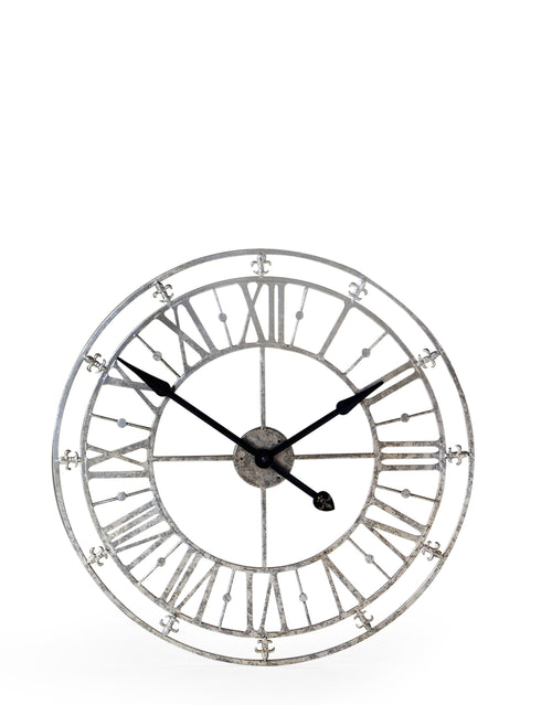 Champagne Silver Skeleton Clock 76 cm