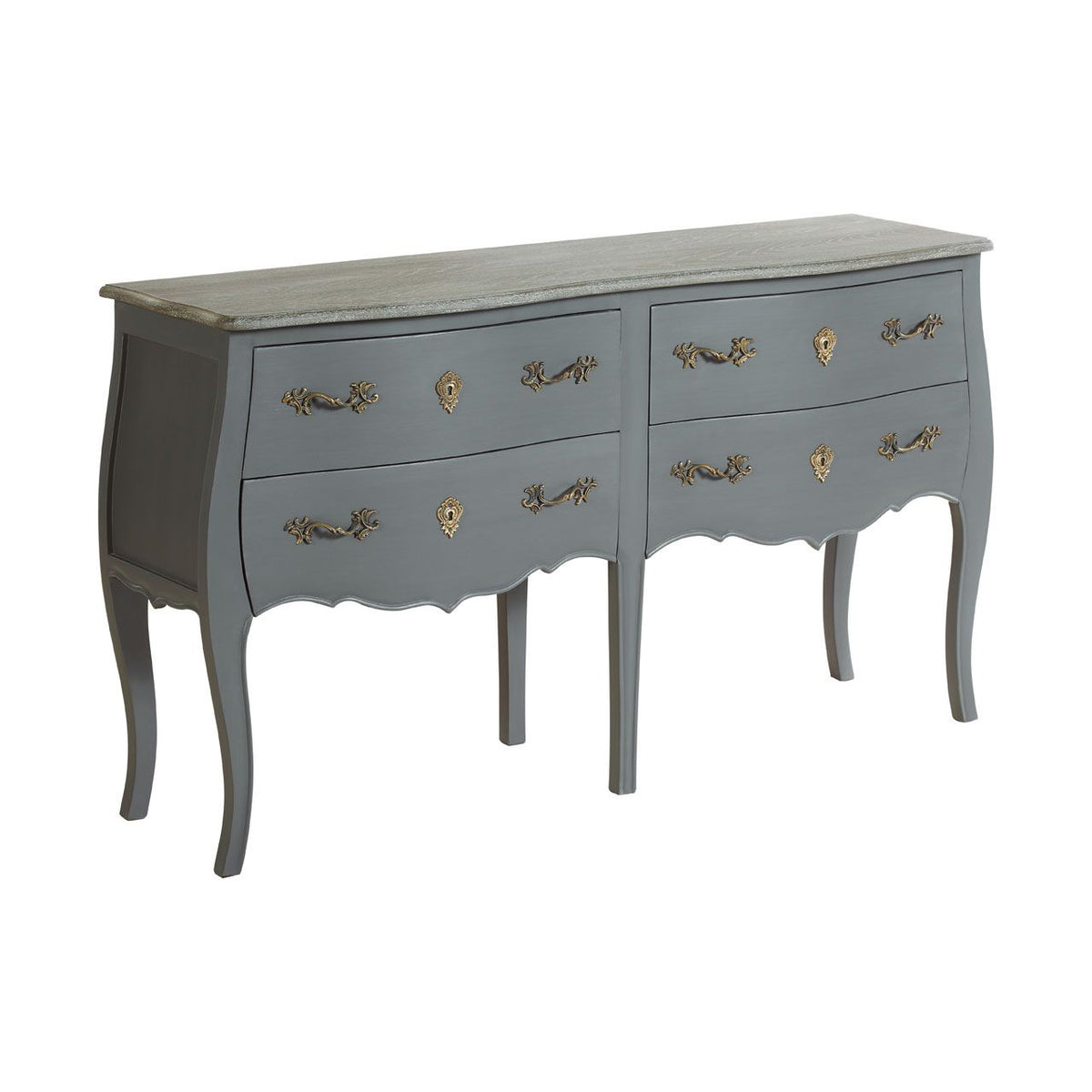 Stunning double 'Louis' style chest in a distressed 'country house' grey painted finish, with period styled handles.