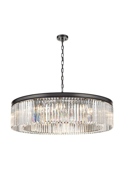 Absolutely stunning, large crystal prism chandelier with black frame and double ring of crystals. Exceptional size and exceptional impact.  W: 100 cm