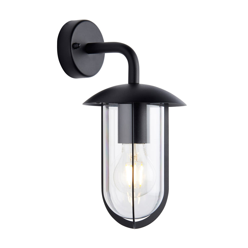 Black metal cage drop light, for outdoor use in porch or garden wall. A tubular glass light perfect by either side of the entrance door, great contemporary look.
Corrosive resistant aluminium construction.