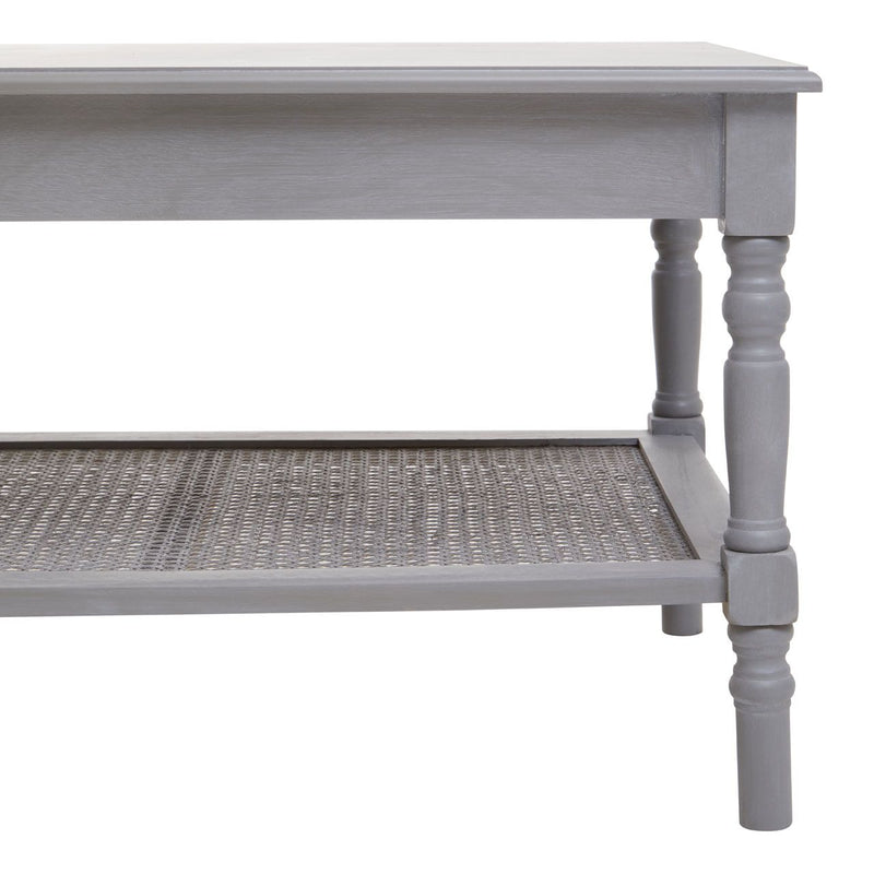 This pine wood coffee table in an slate grey finish will create a timeless aesthetic in the living room or hallway. A Classic apperance with turned spindle legs along with a lower shelf. 