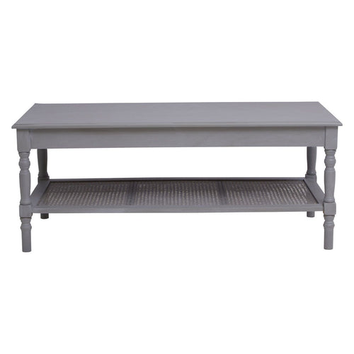 This pine wood coffee table in an slate grey finish will create a timeless aesthetic in the living room or hallway. A Classic apperance with turned spindle legs along with a lower shelf. 