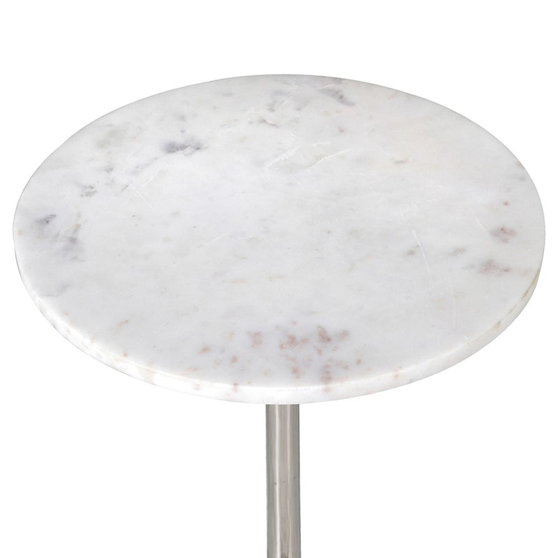 White Marble Table on Chrome Base 63 cm