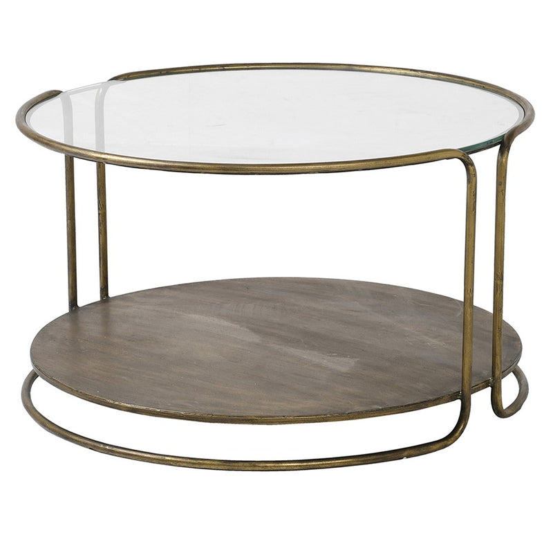 Round Glass & Metal Coffee Table 70cm