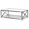 Coffee Table  Stainless Steel & Glass  130cm