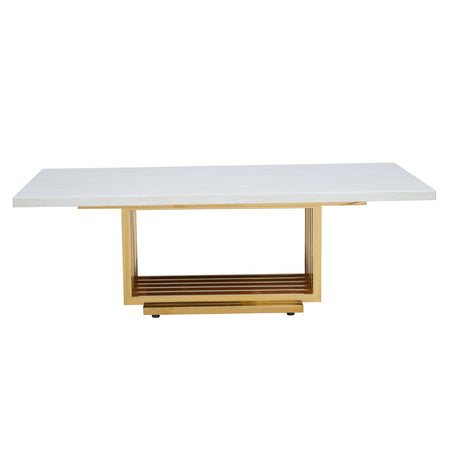 White Marble Gilt Metal Coffee Table 130 cm