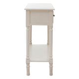 Cream painted, 2 drawer console with lower shelf and textured drawers,