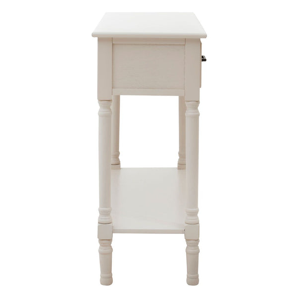 Cream painted, 2 drawer console with lower shelf and textured drawers,