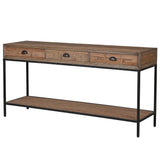 Long 2 drawer wooden console, lower shelf