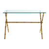 Gilt Bamboo Style Metal & Glass Console Table