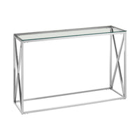 Chrome and Glass Cross End Console Table