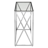 Chrome and Glass Cross End Console Table