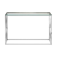 Chrome and Glass Cross End Console Table