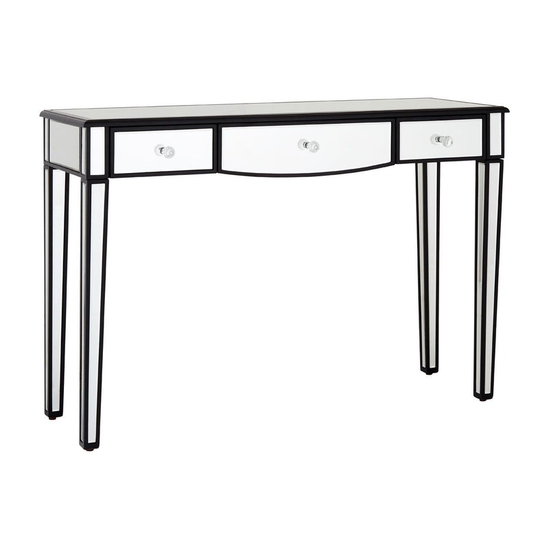 3 Draw Mirrored Glass and Black Console/Dressing Table