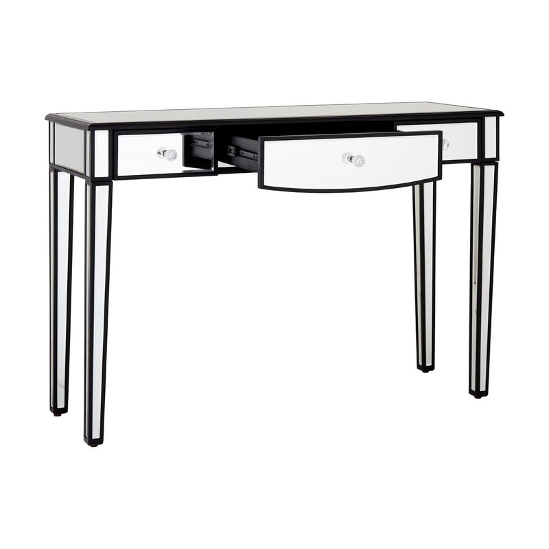 3 Draw Mirrored Glass and Black Console/Dressing Table