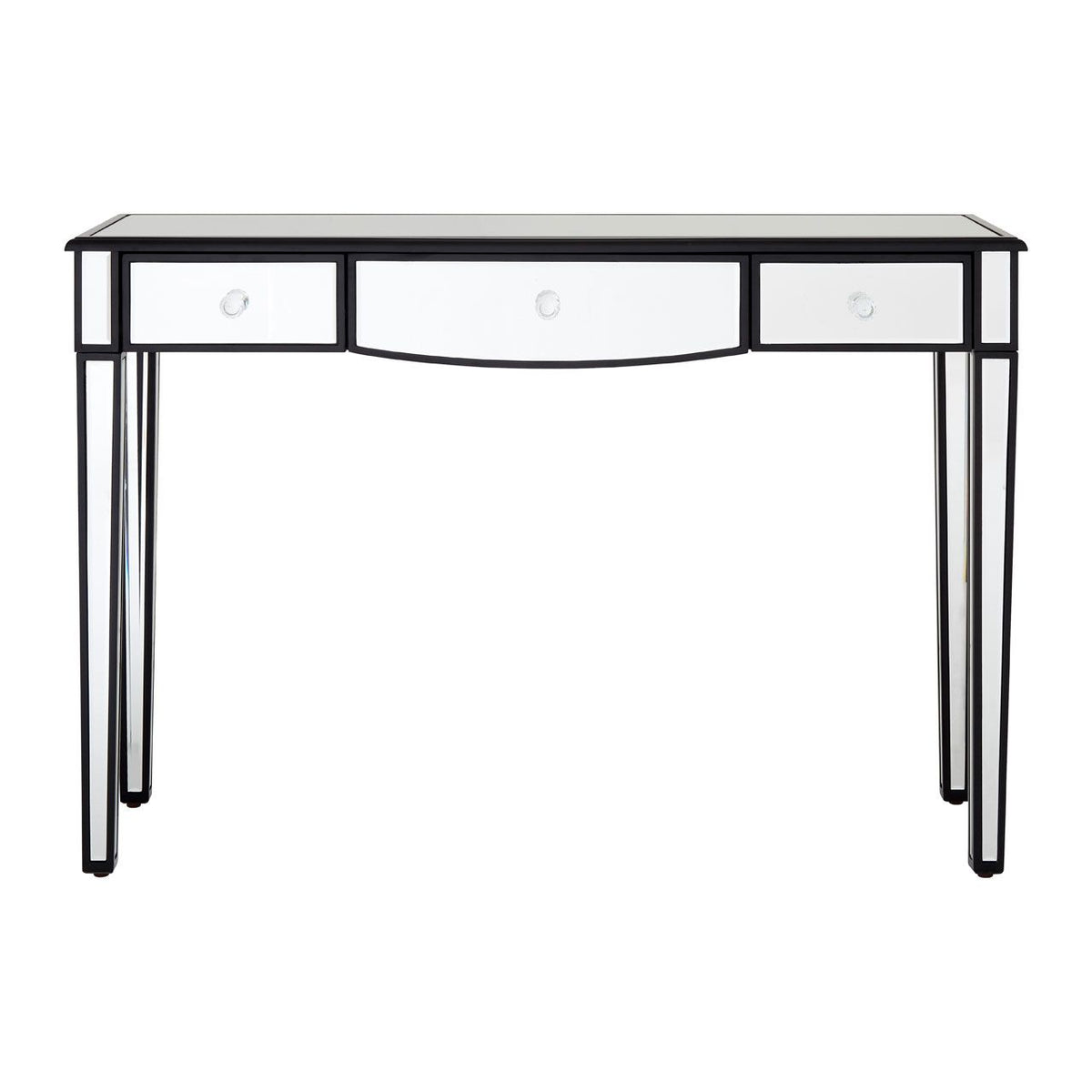 3 Draw Mirrored Glass and Black Console/Dressing Table