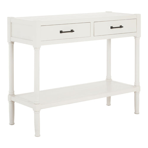 Medium size white 2 drawer console table.