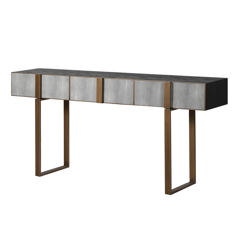 Console in Faux Grey Shagreen W: 180 cm