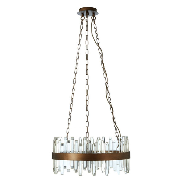 Copper Banded Acrylic Shard Chandelier