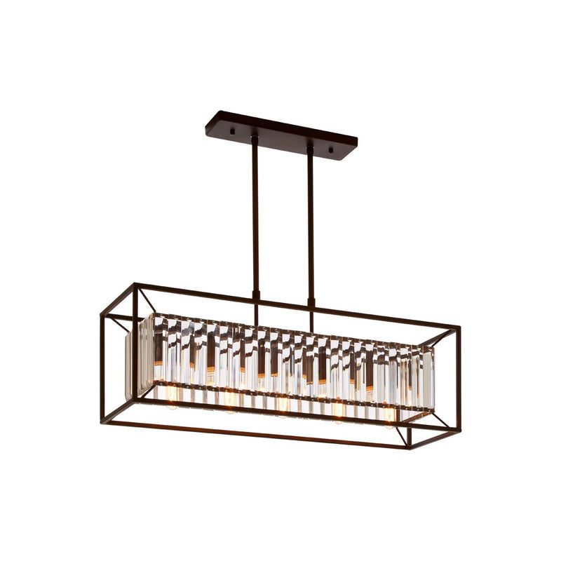 Black caged glass pendant light.