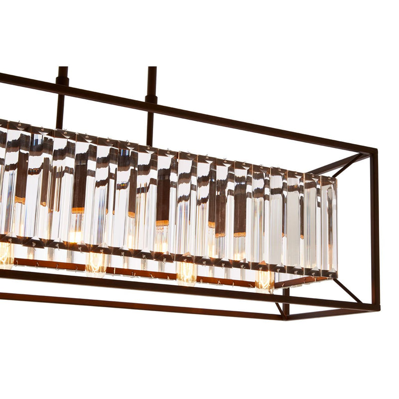 Black caged glass pendant light.