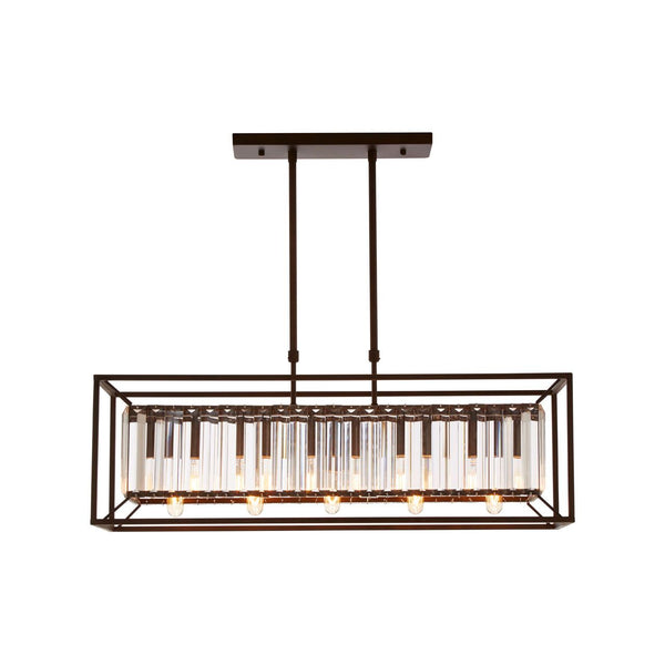 Unusual crystal chandelier in a black caged fitting, perfect for a kitchen or with Crittal windows, a slight industrial twist to a conventional rectangular light.  H: 30 cm W: 82 cm D: 25 cm 