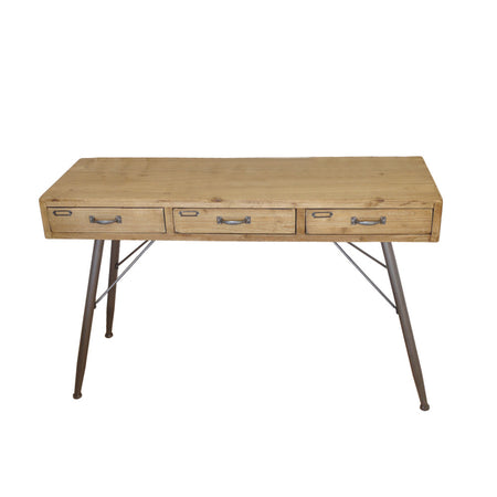 Black Oak Veneer Desk With Natural Oak Shelf - 75cm