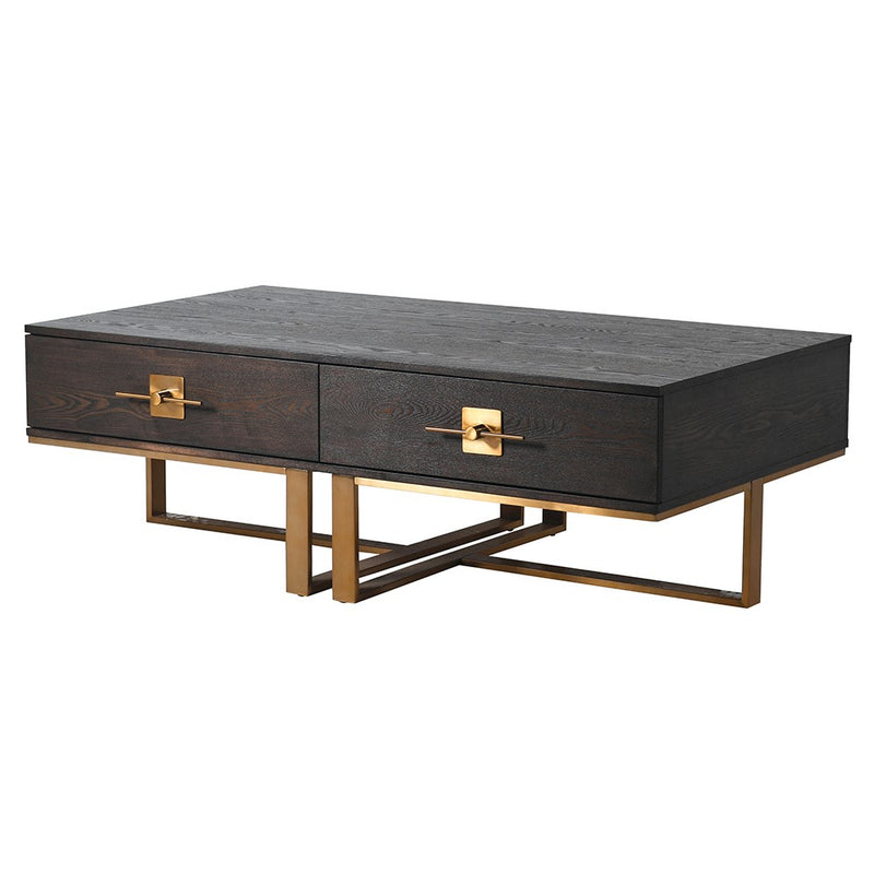 Dark Ash Two Drawer Coffee Table 137 cm