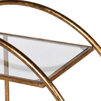 Gilt metal and glass 'deco' styled drinks trolley