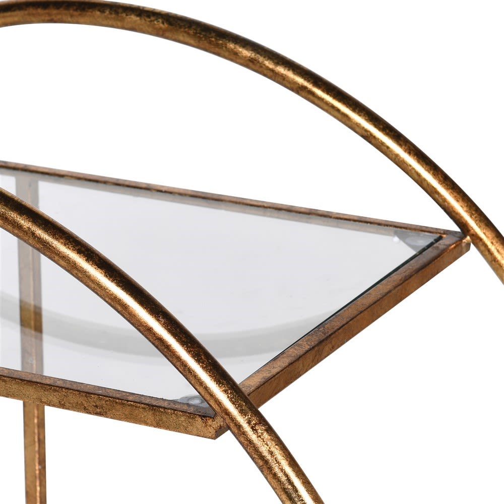 Gilt metal and glass 'deco' styled drinks trolley