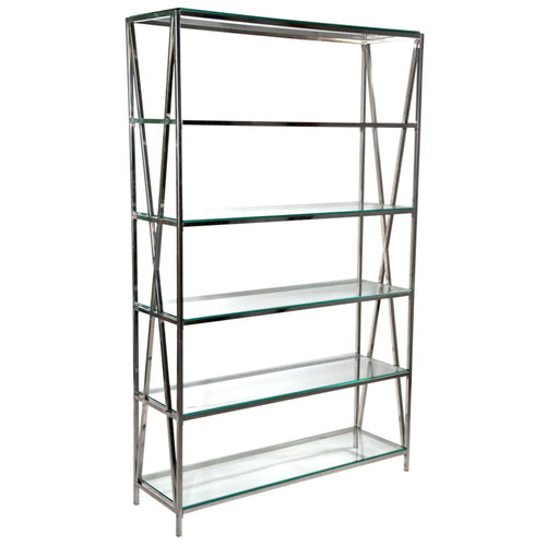 Very tall, very wide metal and glass shelving.  A huge area for you to display all your most treasured pieces.  H;  202 cm  D:   39 cm  W:  125 cm