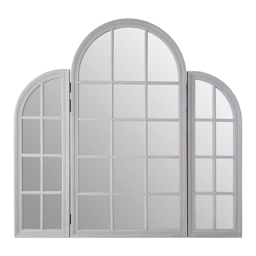 Extra wide 3 part grey painted window mirror, exceptional statement mirror with hinged parts.