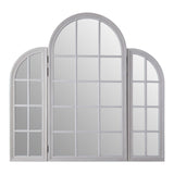 Extra wide 3 part grey painted window mirror, exceptional statement mirror with hinged parts.