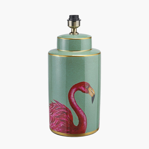Extra large ceramic flamingo lamp, a larger version of our very popular flamingo.  The pink and pale green colouring of this lamp suits most interiors.