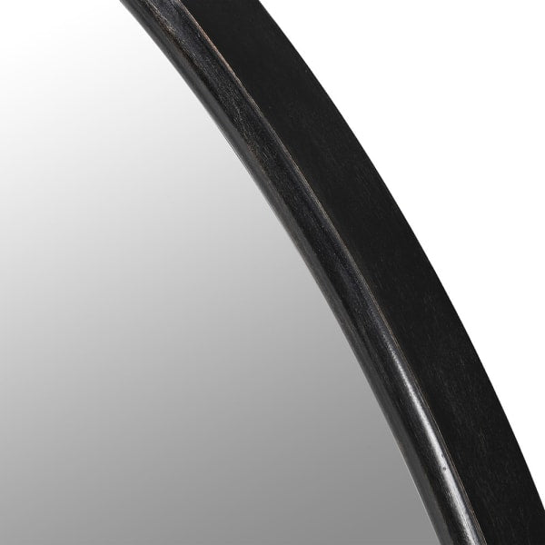 Large Black Circular Mirror 109cm
