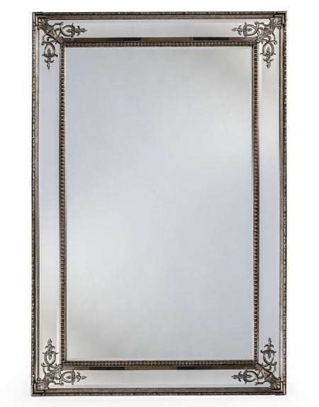 Vintage Silver Rim Beaded Floor Standing Dressing Mirror 163cm