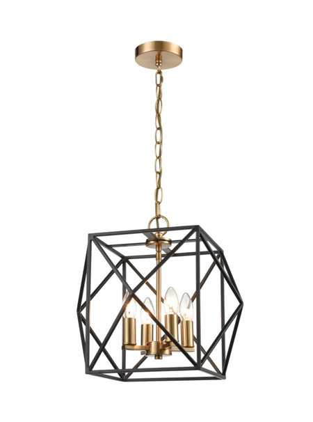Tall Lantern Light - Matt Black & Aged Brass - 65cm