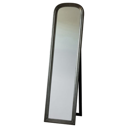 Vintage Black & Gold Rim Beaded Floor Standing Dressing Mirror 163cm