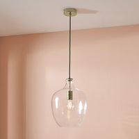 Brass & Glass Bubble Pendant Light 38cm