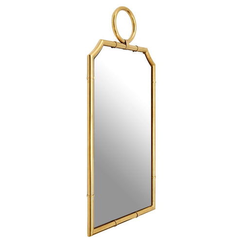 Large Gilt Metal Mirror with Ring Detail