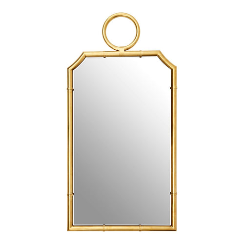Large Gilt Metal Mirror with Ring Detail