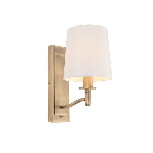 Gilt metal shaded wall light with integral switch
