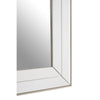 A simple glass framed mirror with champagne silver border.