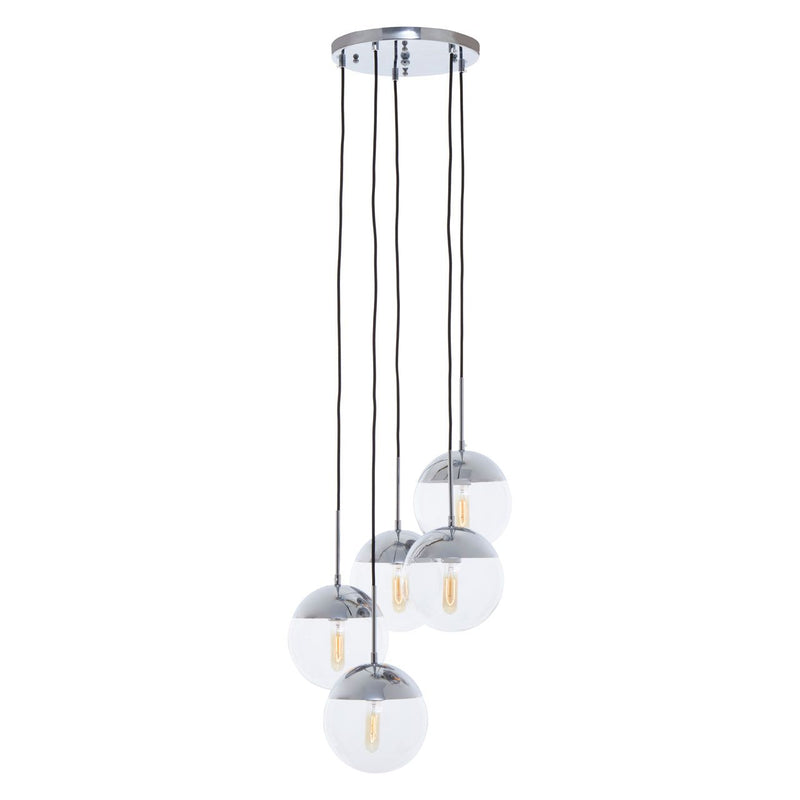 5 chrome and glass ball pendant light.