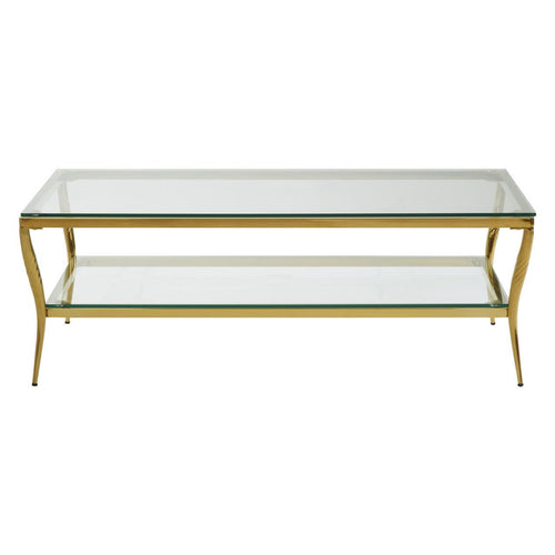 The classic lines of this stunning brass framed and glass shelved coffee table ensures it would suit a classic or contemporary setting.