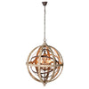 Wooden Globe Chandelier 80cm. Glamorous but warm luxury globe wooden light chandelier - a statement for any room.